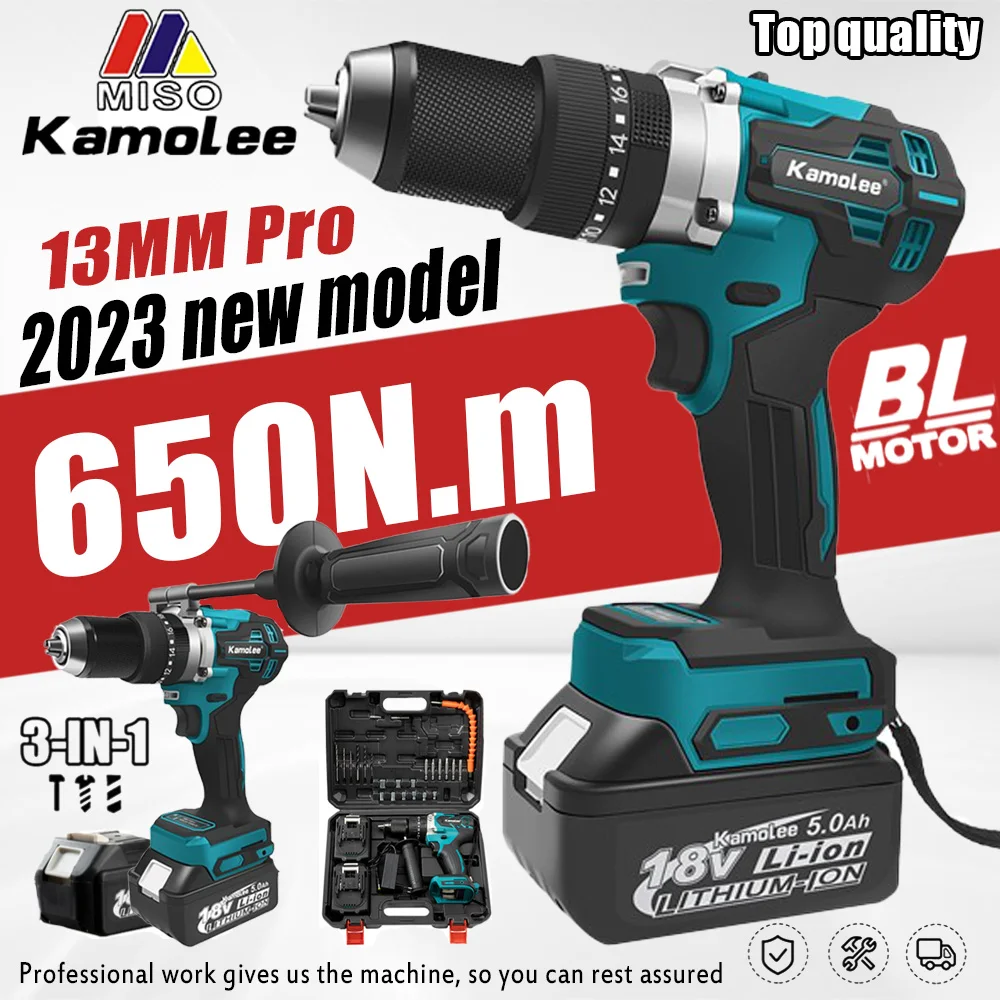 

[Ice Breaking] Kamolee New 13MM Brushless Electric Ice Breaking Impact Drill 650NM Cordless Screwdriver Lithium Battery