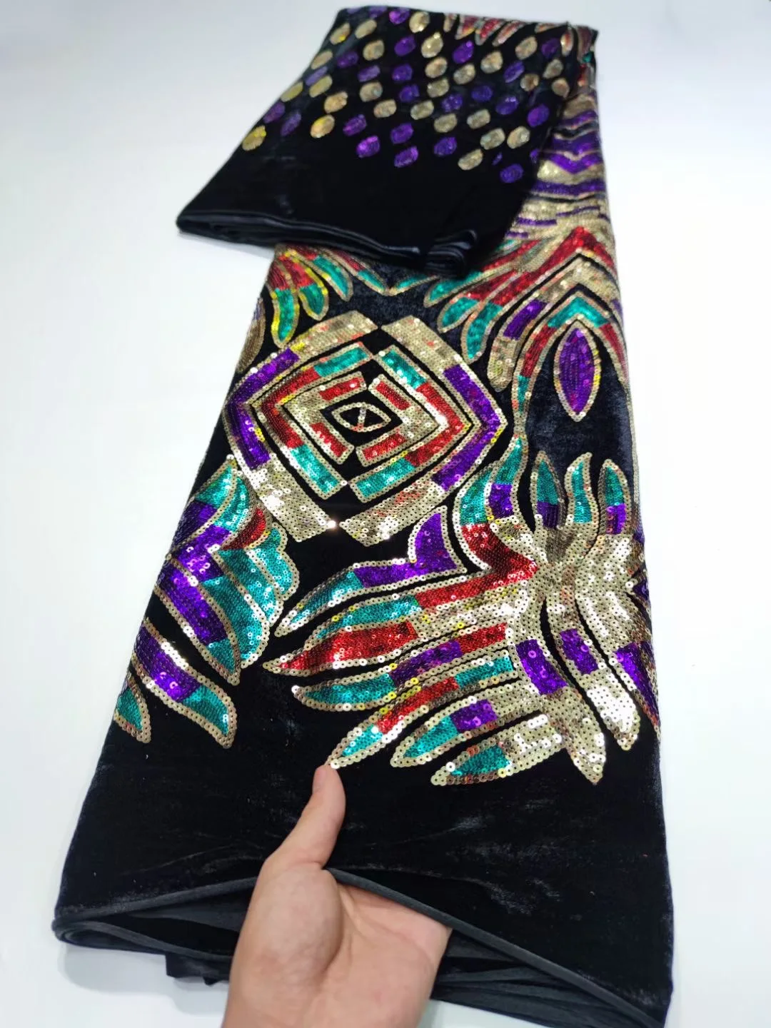 

New Arrival Black African Velvet Lace Fabric 2022 High Quality Swiss Voile Sequin Cotton Fabric French For Wedding Evening Dress