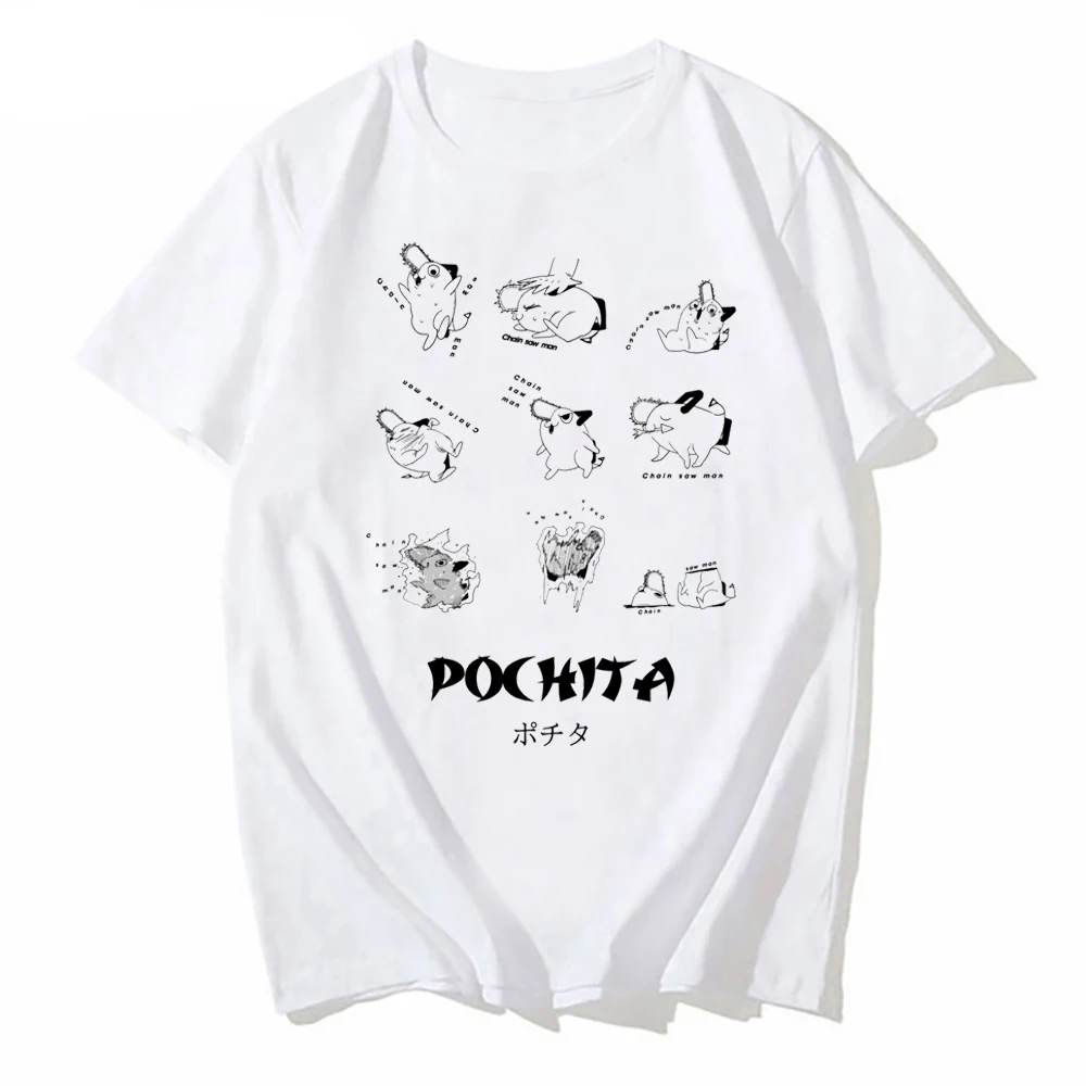 

New Fashion O-Neck Active Personalized Pochita Moods Print Japanese Anime design T Shirt Hip Hop Short Sleeve T Shirts