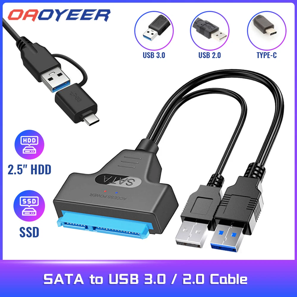 

Переходник USB 3,0/USB 2,0, 2,5, скорость передачи данных до 6 Гбит/с, для внешних HDD, SSD жестких дисков 3,0 дюймов