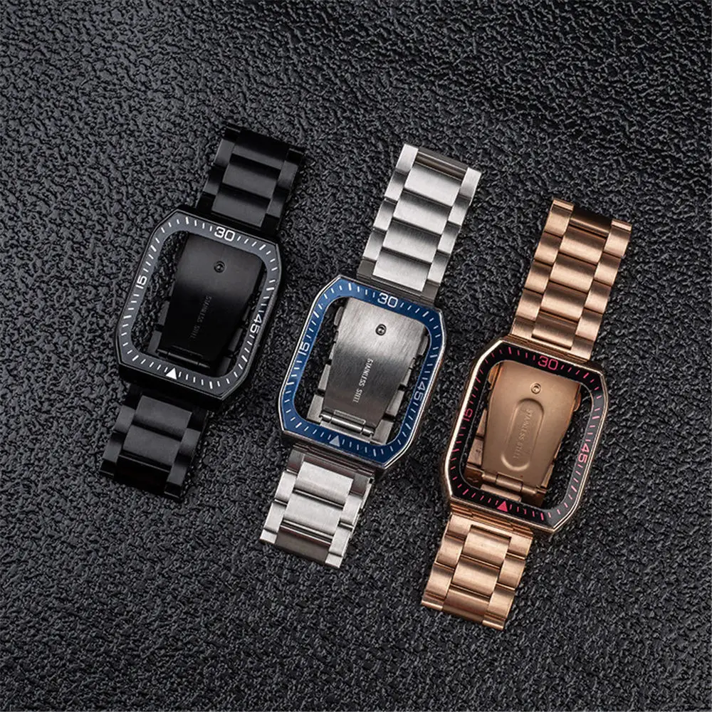 Для Apple Watch Series 9 8 7 6 5 4 SE набор из нержавеющей стали AP Mod защитный чехол ремешок