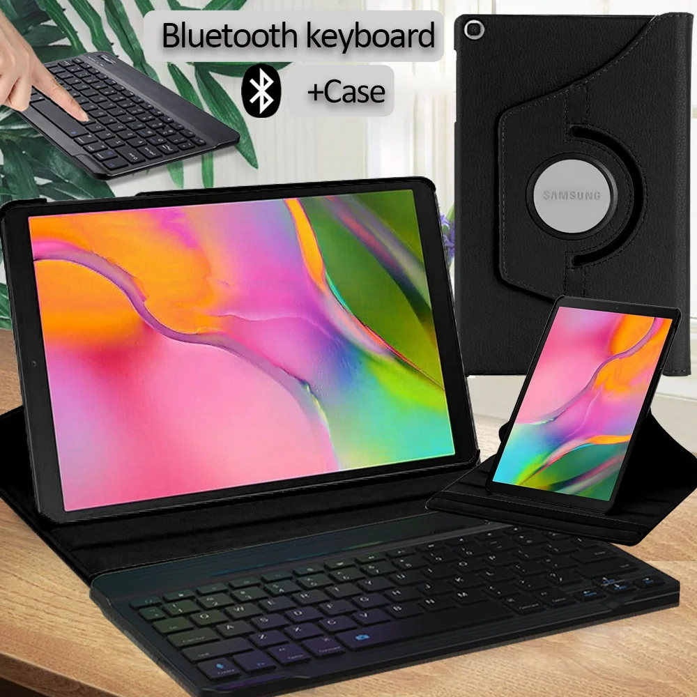 

360 Rotation Cover for Sumsung Galaxy Tab A 10.1 Inch/Tab S6 Lite 10.4 Inch Tablet Case + Portable Bluetooth Keyboard + Pen
