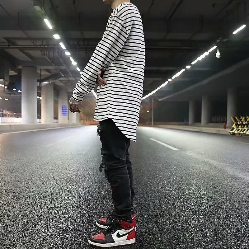 Футболка мужская базовая с длинным рукавом модная верхняя одежда в черную и