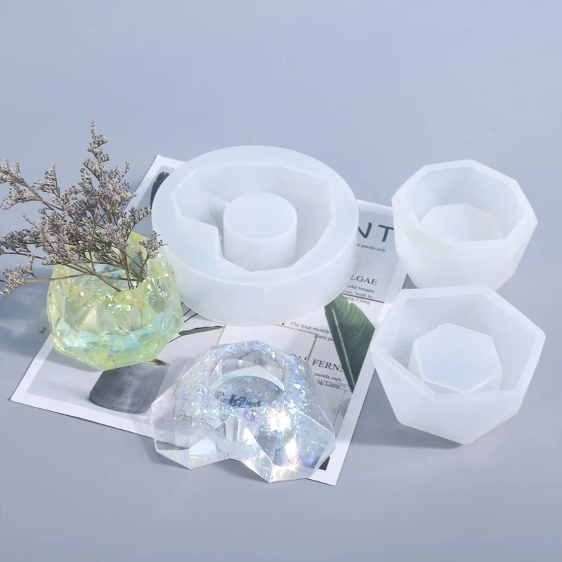 

3 Types of Flowerpot Crystal Mirror Silicone Mold DIY Handmade Epoxy Resin Mold for Making Fragrant Candle Flowerpot Plant Pot