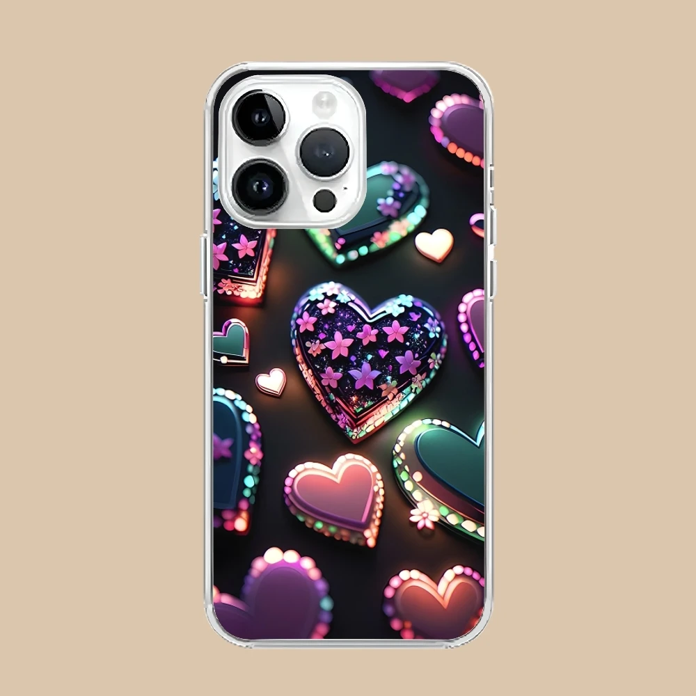 Чехол для мобильного телефона Y2K Glowing Love Hearts iPhone 16 15 14 13 12 11 X XR XS 8 Pro Max Plus