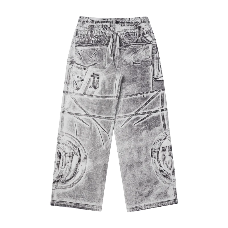 Мужчины сращиваются ​ Цветные матовые джинсы с цифровым принтом осень-зима