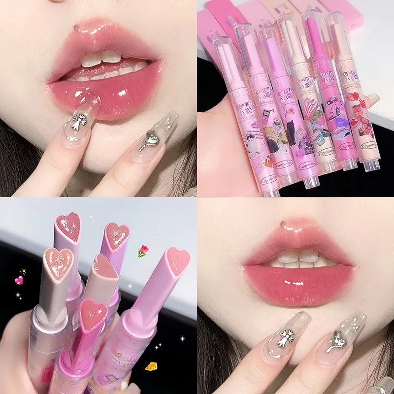 

Florette Jelly Lipstick Pen Love Mirror Watergloss Lip Glaze Moisturizing Sexy Lip Plumper Long-lasting Waterproof Lips Makeup