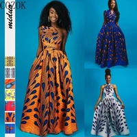 cozok summer 2022 lace printing sexy backless slit long dress african fashion elastic waist high waist dress maxi dress