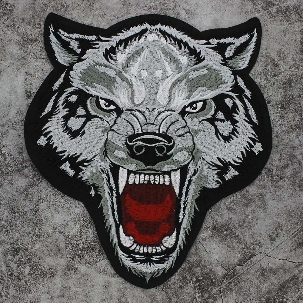 Вышивка пришивная новая большая голова волка Пришивные наклейки нашивки для