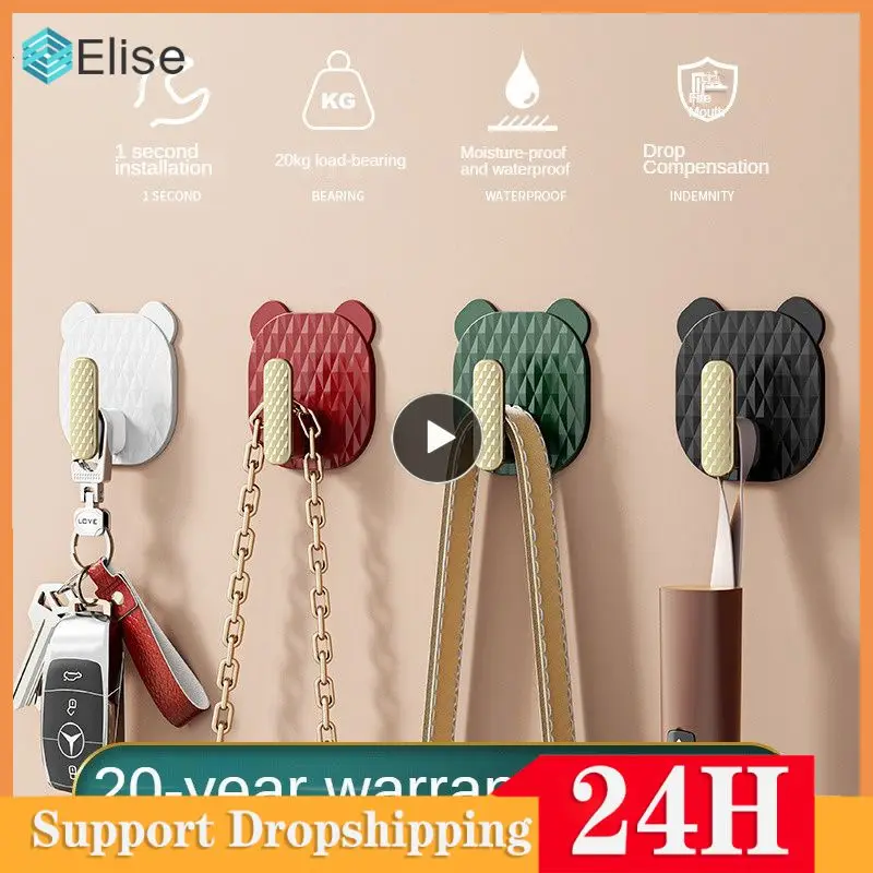 

Hole-free Bathroom Toilet Hook Strong Load-bearing Door Hook Punch-free Nails Kitchen Towel Hanger Household Gadget Nordic Wall