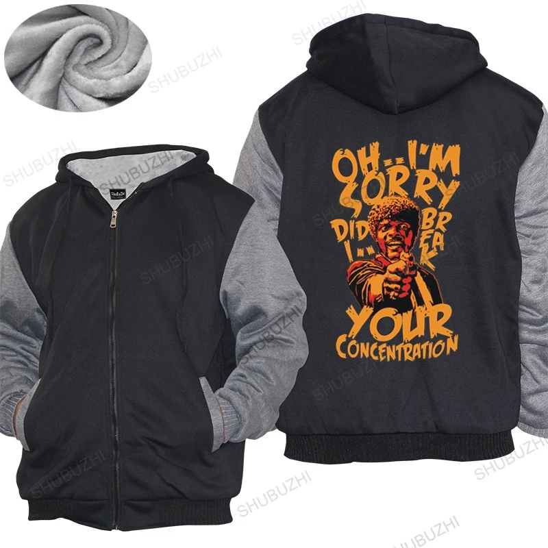 

New fashion thick hoody coat Concentration Mens Pulp Fiction Movie thick hoody Film Samuel L Jackson Quote Cotton thick hoody