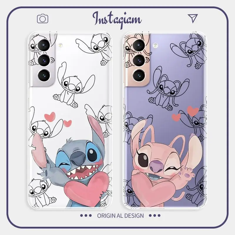 

Disney Stitch Clear Phone Cases Samsung Galaxy S22 S21 S20 S10 PLUS Ultra FE Note 20 Ultra Girl Boy Couple Cute Kawaii Cover