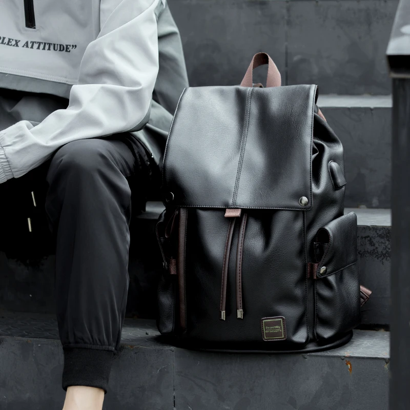 men leather backpack travel multi male mochila fashion large capacity for boy 15 6 laptop school bag college style women free global shipping