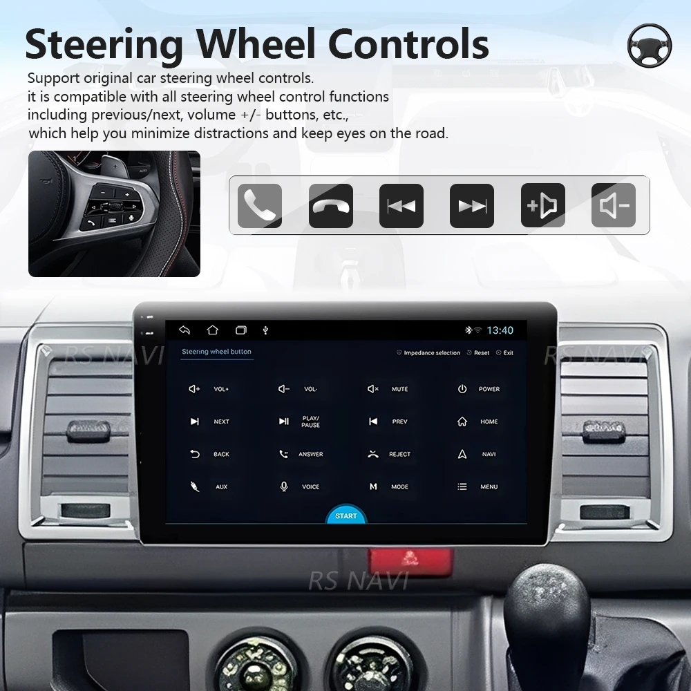 Фото Автомагнитола Android 16 с беспроводным CarPlay для Toyota Hiace 2015-2018, GPS-навигация, мультимедиа, Bluetooth, Plug and Play, Snapdragon №2
