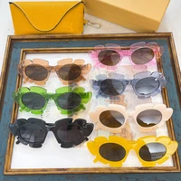 toothed petals vintage punk sunglasses girls cute 7 colors acetate frame 40088u summer 2022 brand design grey shade lenses unise