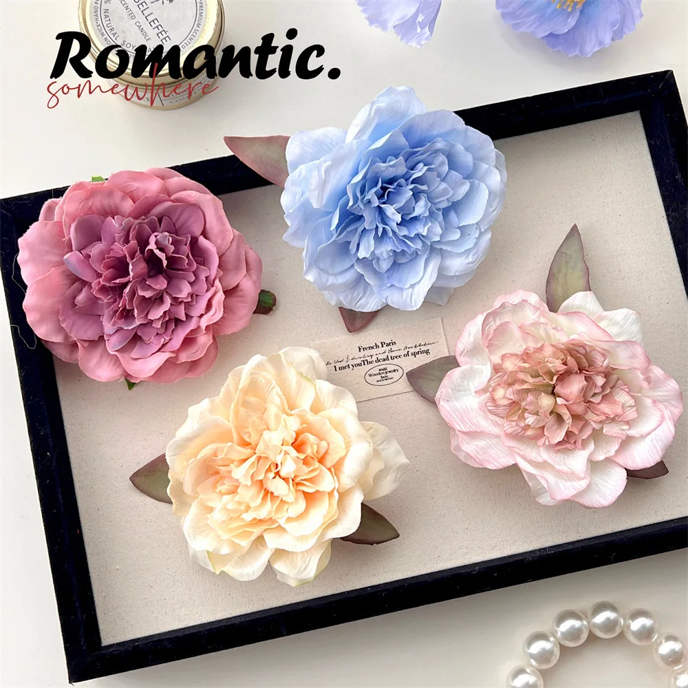 Заколка для волос в стиле ретро с пионами зажим во французском аксессуар на весну