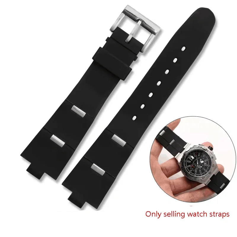 Ремешок резиновый силиконовый для Bvlgari черный мужской и женский браслет с