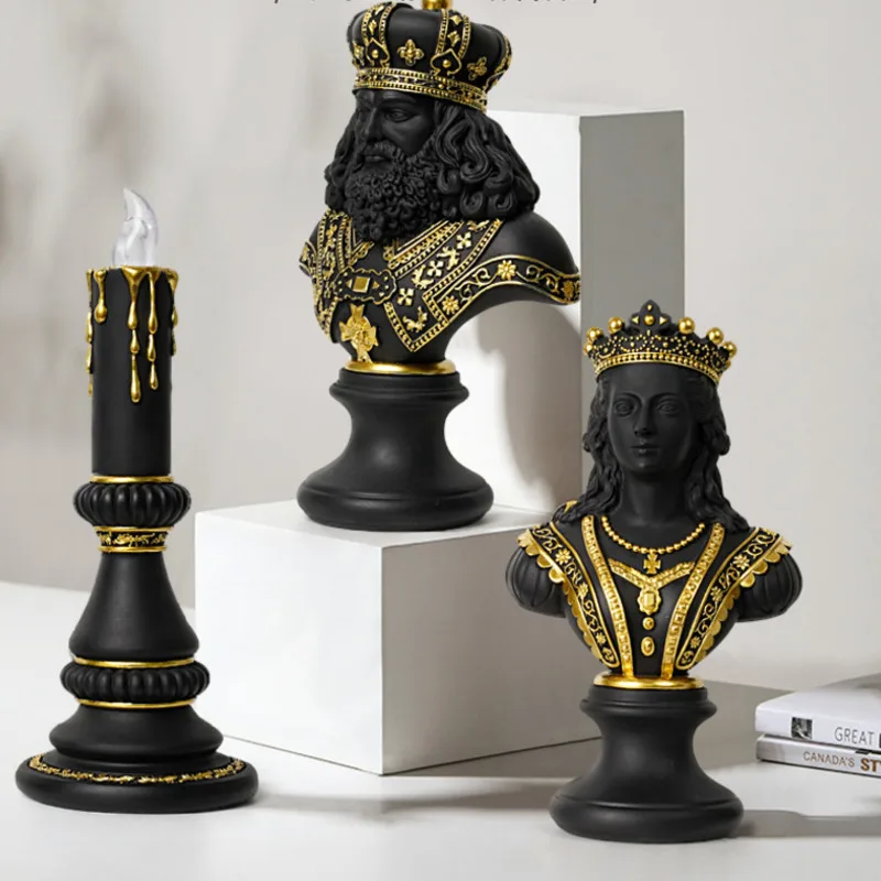 

Nordic King Queen Chess Statue Resin King Queen Sculpture Ornaments King Wall Hook Queen Coat Rack Hanger Office Home Decor