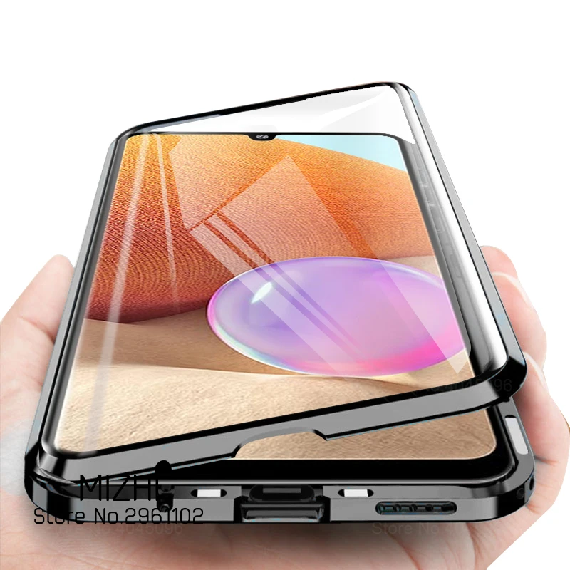 

360 Double Sided Glass Case For samsung a 32 Magnetic Metal Back Cover For samsung galaxy a32 4G 6.4" a325f phone Coque Fundas