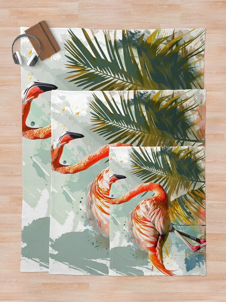 Одеяло с изображением фламинго меховые мягкие клетчатые одеяла