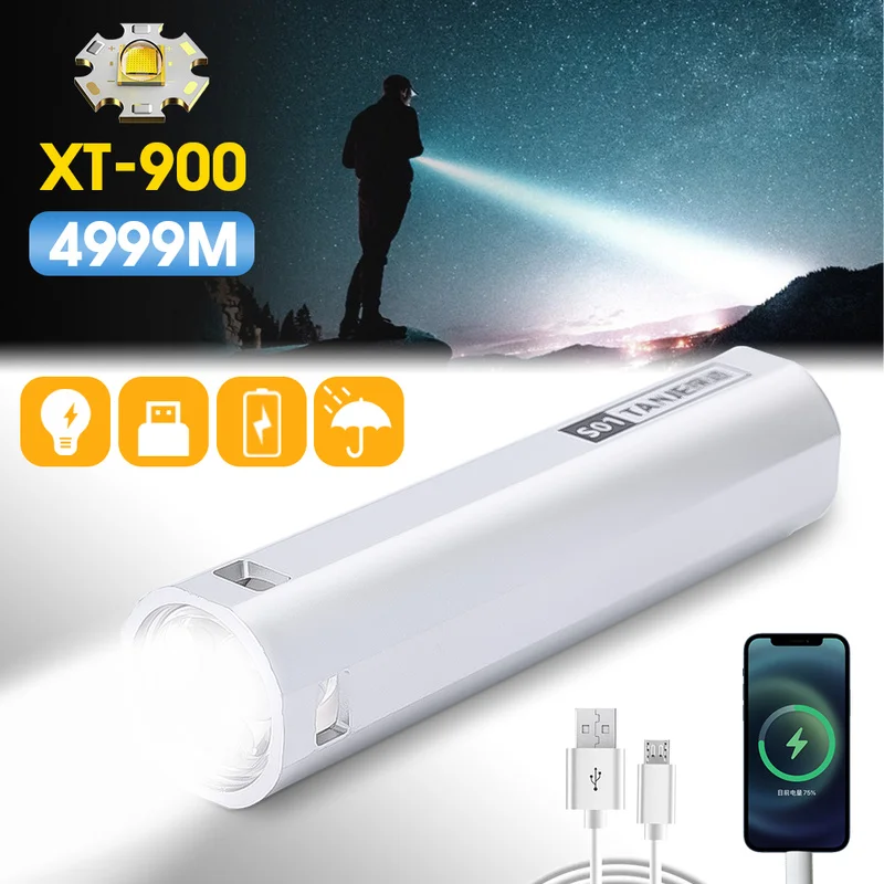 

Портативный Перезаряжаемый USB светодиодный фонарик, Мощный тактический фонарь с 3 режимами светильник щения, уличный водонепроницаемый фон...
