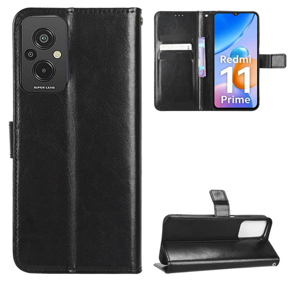 Чехол для Xiaomi Redmi 11 Prime роскошный флип-чехол из искусственной кожи чехол-кошелек с