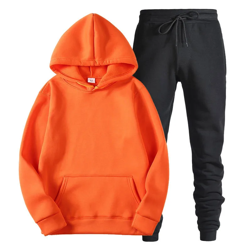 Tracksuit Autumn Winter Hot Two Pieces Thick Hoodies Tracksuit Men/women Sportswear Fitness Training Sweatshirts Sets