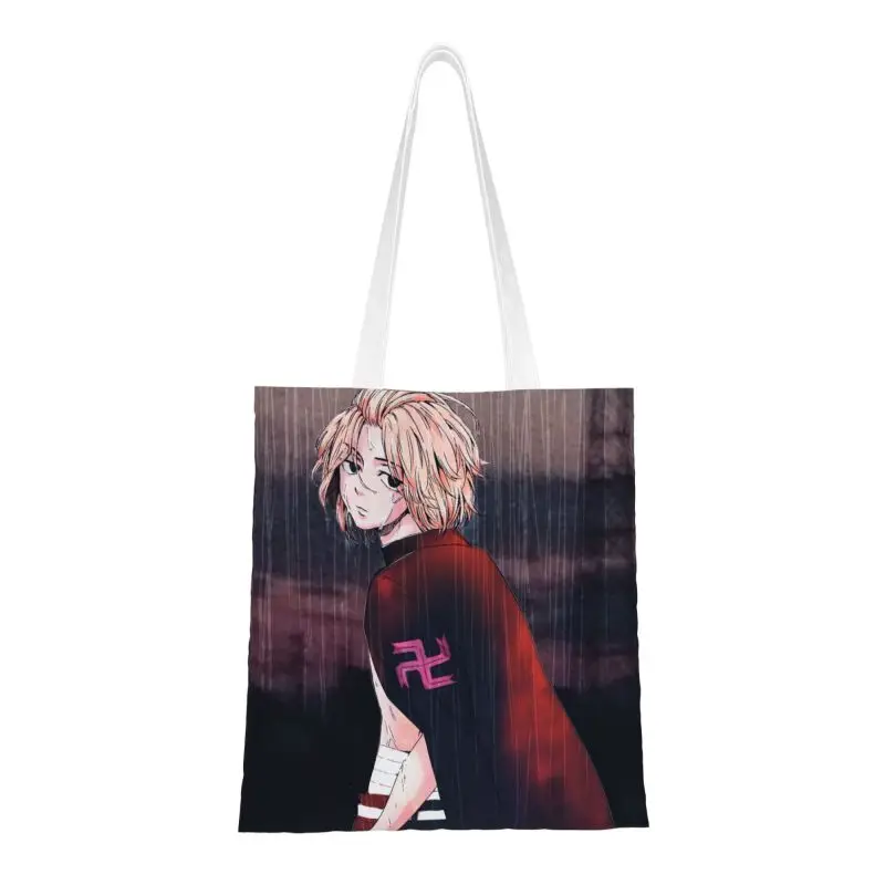 

Индивидуальная Холщовая Сумка для покупок с рисунком Токио манга, Женская моющаяся продуктовая сумка для покупок Sano Manjiro Mikey, сумки-тоут