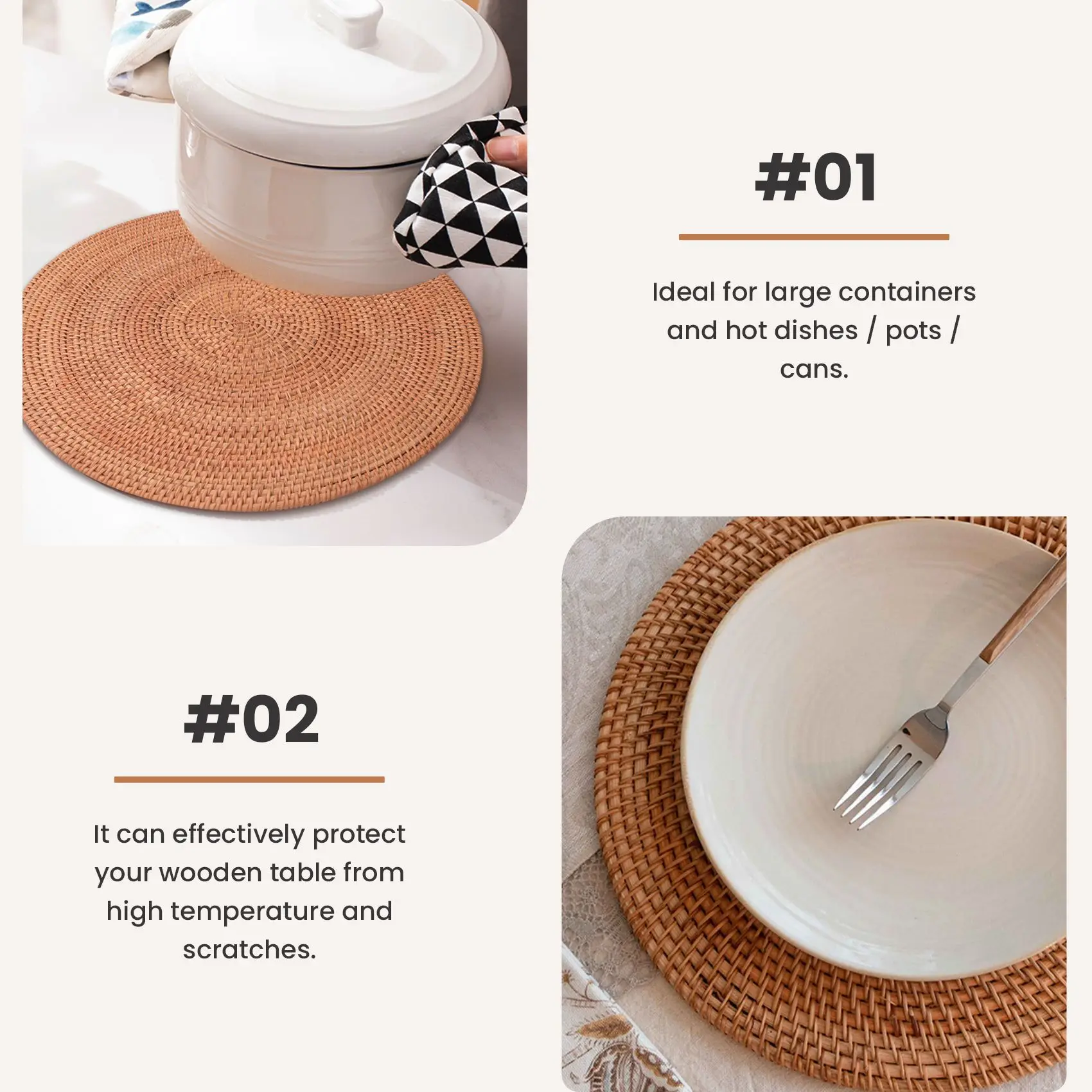 Тканые салфетки из ротанга коврики для стола нескользящий тепловой коврик