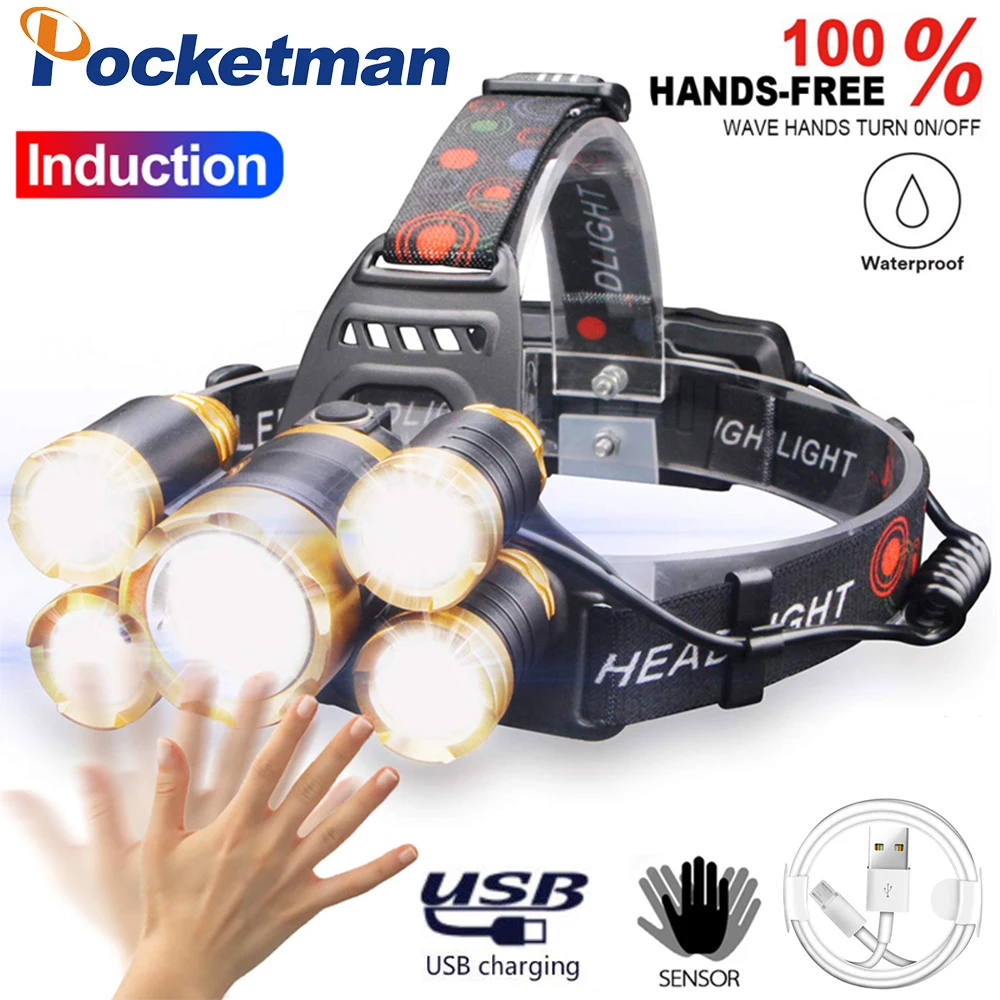 

Налобный фонарь, светодиодный, 4000 лм, с датчиком движения