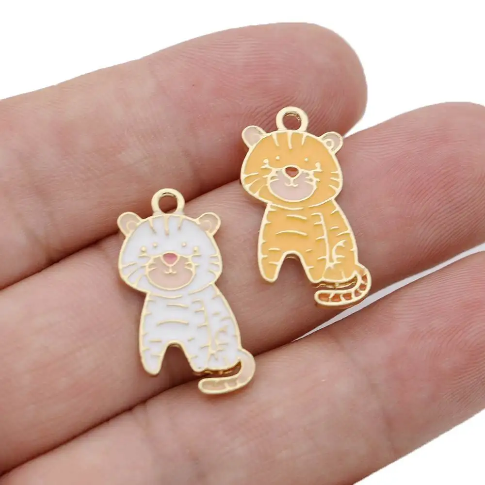 

10Pcs Gold Plated Yellow Enamel Tiger Charms Pendant for Jewelry Making Earrings Bracelet Necklace Accessories DIY Craft