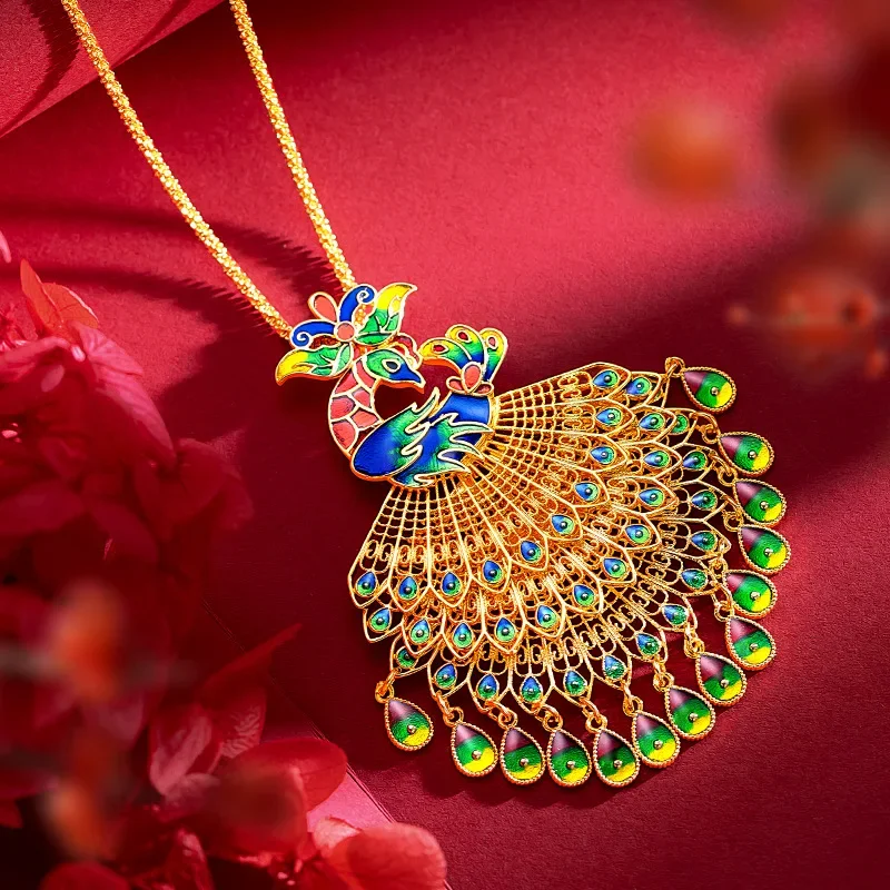 Кулон Феникс в этническом стиле 24 к из настоящего золота 9999 пробы цепочка для