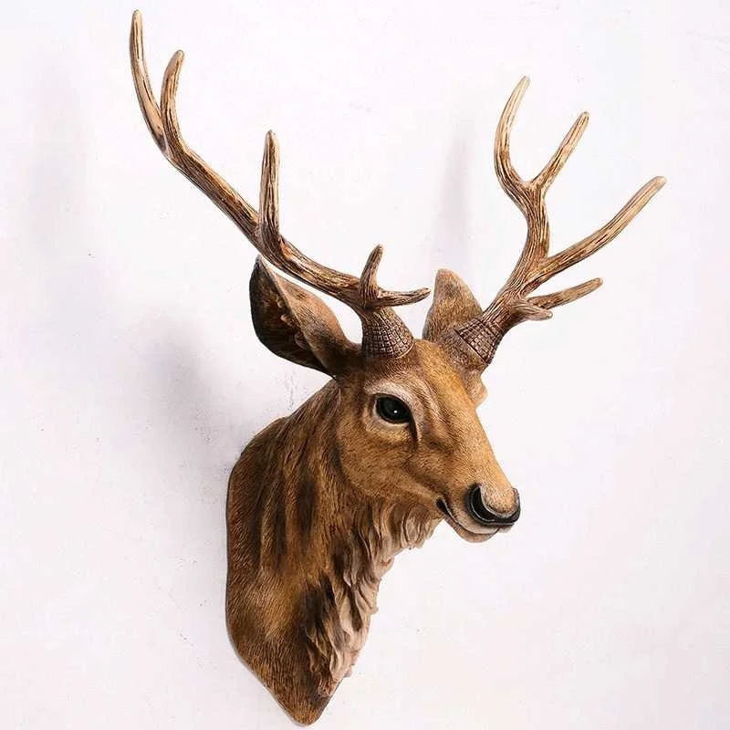 

Faux Deer Head, Faux Taxidermy Animal Head Wall Decor Handmade Farmhouse Decor Resin Home Decoration Accessories Modern for Wall