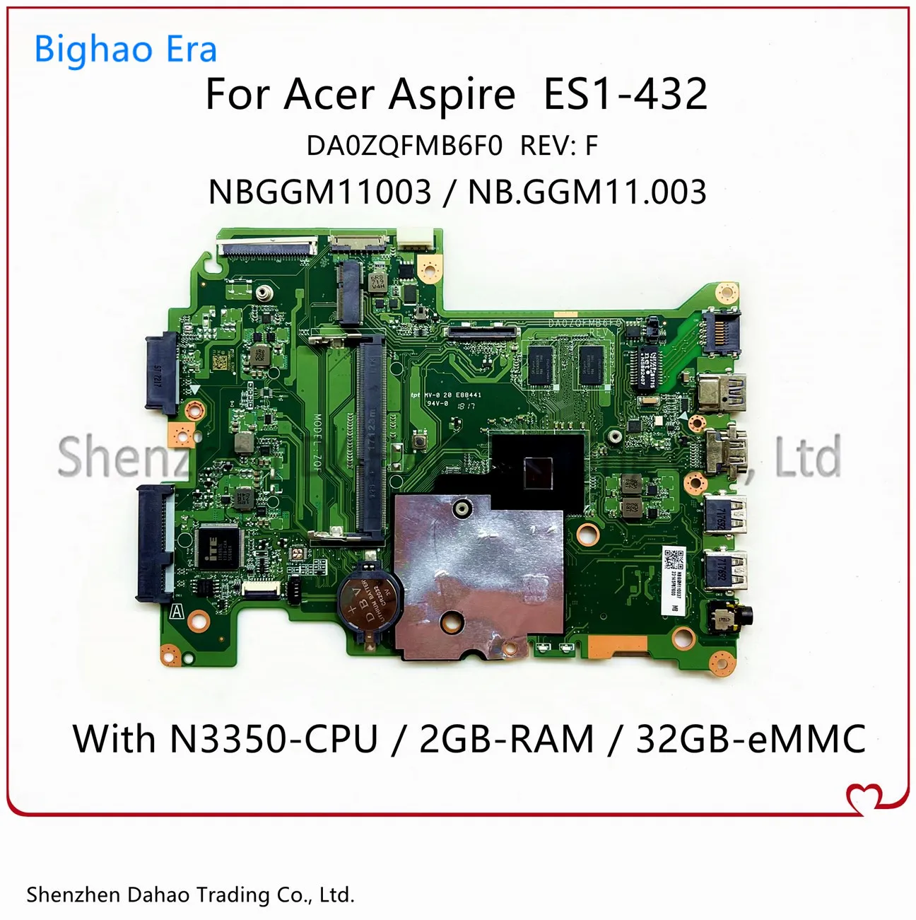 

NB.GGM11.003 NBGGM11003 для Acer Aspire ES1-432 Материнская плата ноутбука DA0ZQFMB6F0 с процессором N3350 2GB-RAM 32GB-eMMC 100% полностью протестирована