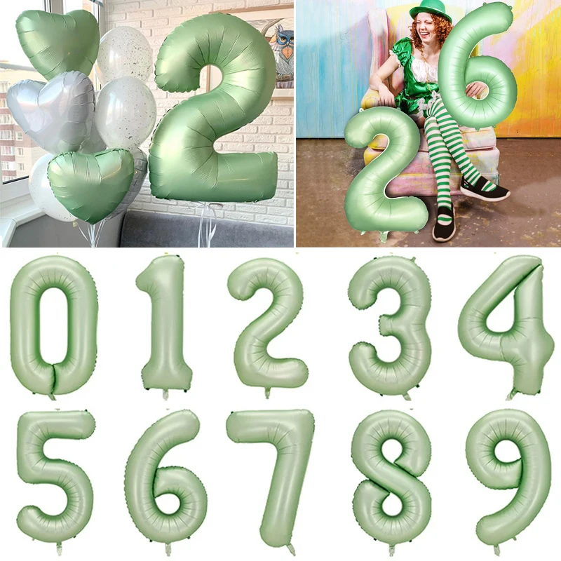

40inch Olive Green Number 0-9 Balloons Helium Foil Digital Balloon for Kids Adult Birthday Anniversary Wedding Party Decoration