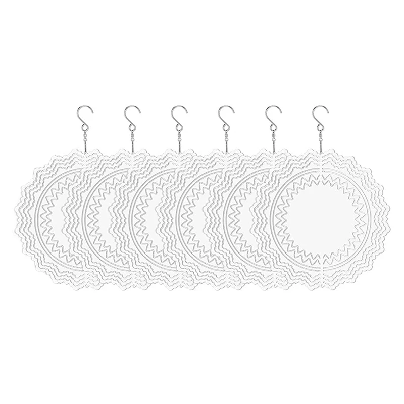 

6Pack 10 Inch Sublimation Wind Spinner Hanging Wind Sculpture For Outdoor Garden Yard Decoration