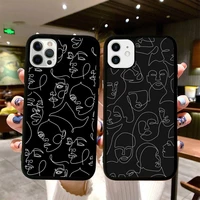 abstract line face phone case silicone pctpu case for iphone 11 12 13 pro max 8 7 6 plus x se xr hard fundas