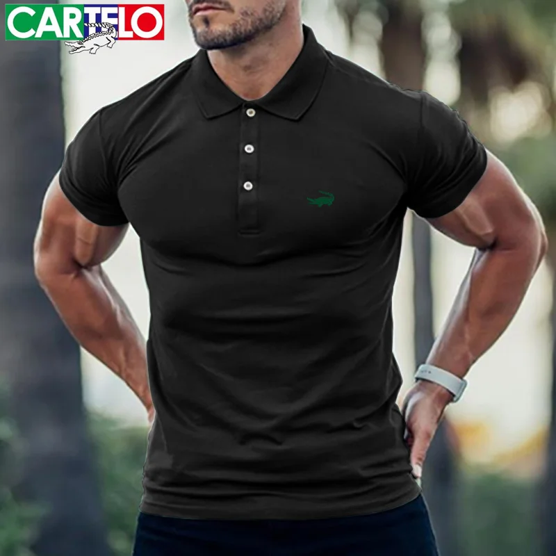 

Cartelo Brand 2023 Men's Summer Printed T-shirt Multi Color Cotton Short Sleeve Men's POLO Shirt Casual Fashion Top