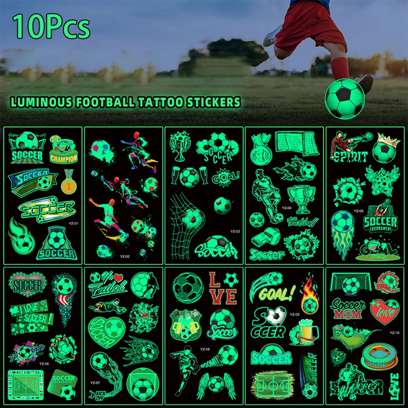 10 шт. фосфоресцирующие наклейки-татуировки для футбола