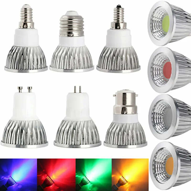 Светодиодный прожектор 9W 6W 12W AC85 - 265V GU5.3 GU10 E27 E14 B22