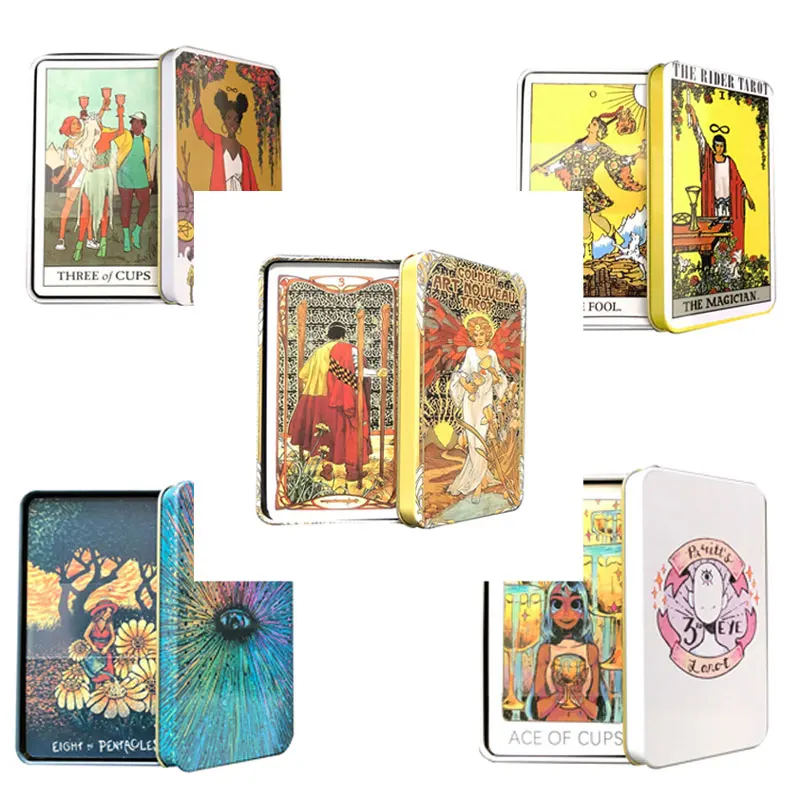 

New Classic iron box Tarot Card Fate Divination Modern Witch Tarot Card Family Party Playing Card Game Tarot PDF Guide