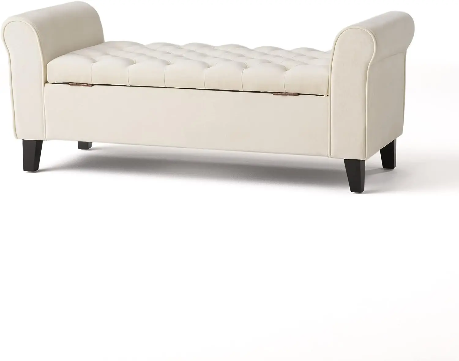 

Velvet Armed Storage Bench, Ivory