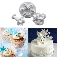 3pcs christmas snowflake cookie mold cake decorating tools fondant cutters stamp baking kitchen cake decoration accessories