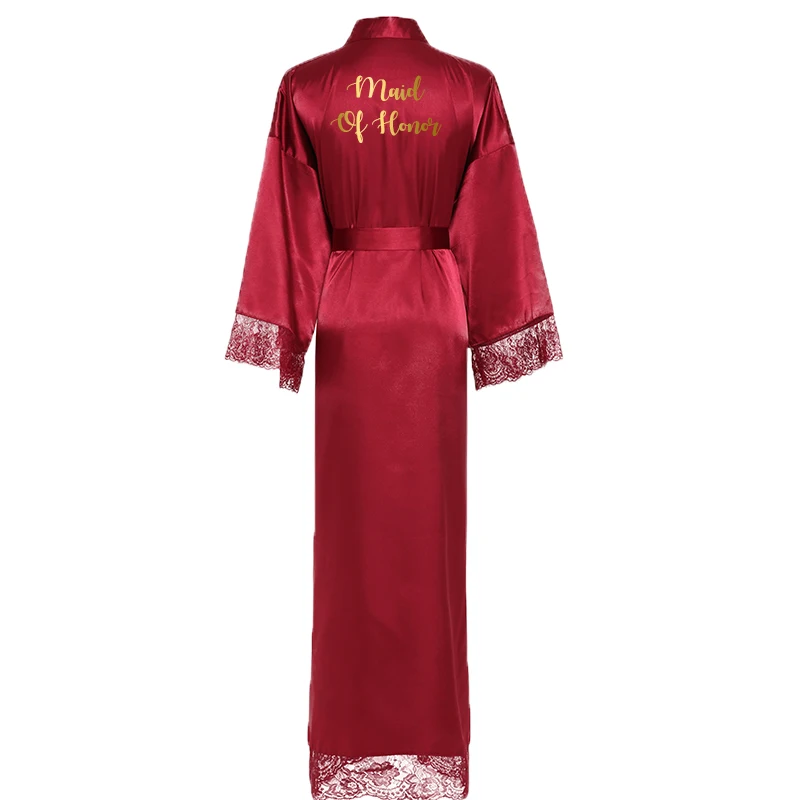 Silk Satin Lace Robes Bridesmaid Bride Robes Wedding Long Robe Bathrobe Lingerie Gown Sexy Nightgrowns Dressing