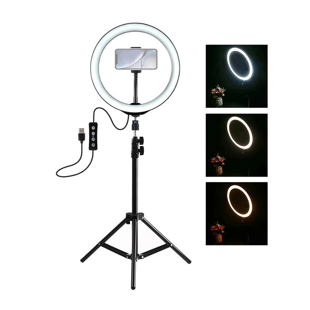 

26cm 10inch LED Selfie Ring Light Dimmable LED Ring Lamp Photo Video Camera Phone Light Ringlight for Live YouTube Fill Light