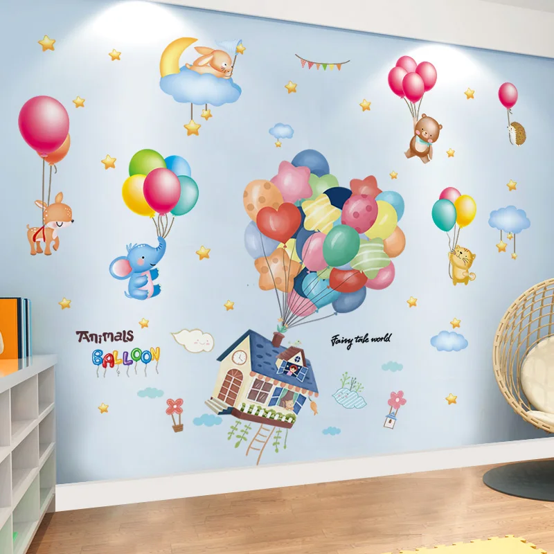 

Balloons Animals Wall Stickers DIY Cartoon House Wall Decor Decals for Kids Rooms Baby Bedroom Children Nursery Home Decoration