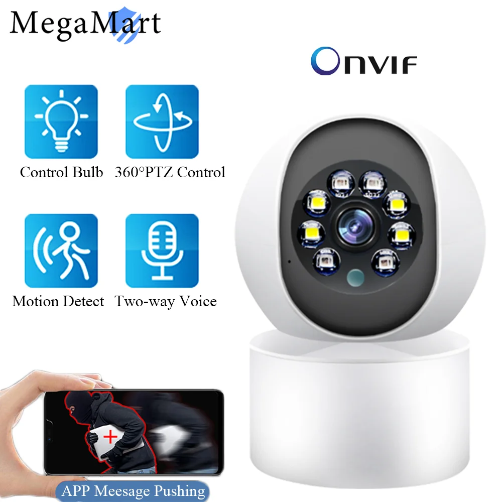 

3MP Wifi Camera IP Monitor Mini Indoor PTZ Cameras Night Vision Security Surveillance Wireless Audio Video Onvif Cam AI Detect