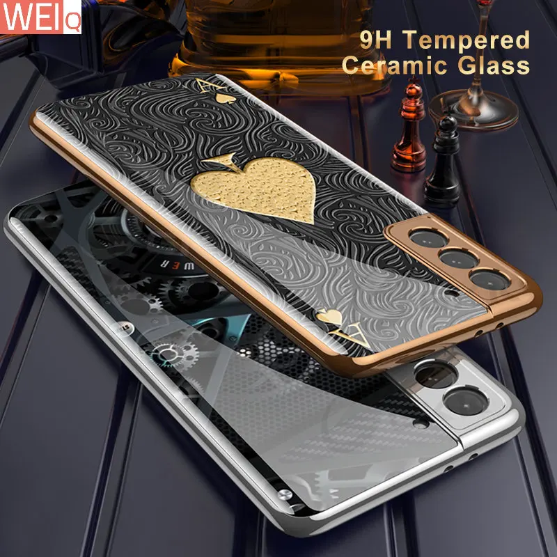 

Для Samsung Galaxy S21 Plus Ультратонкий Роскошный противоударный защитный жесткий чехол с покрытием из стекла для Samsung S21 Plus Ультратонкий чехол Ca