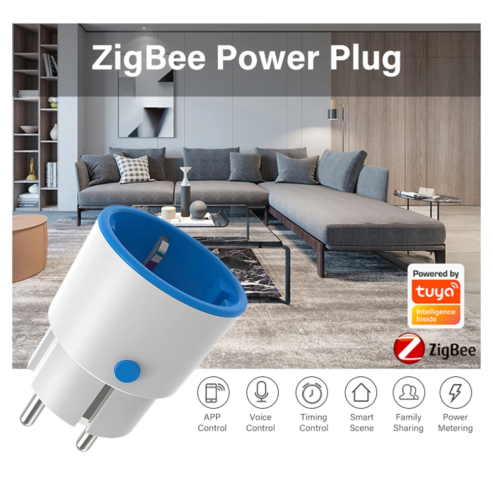 

EU Smart Socket Tuya ZigBee 3.0 Smart Plug Socket Outlet 16A Power Monitor Remote Control Works with Alexa Google Home