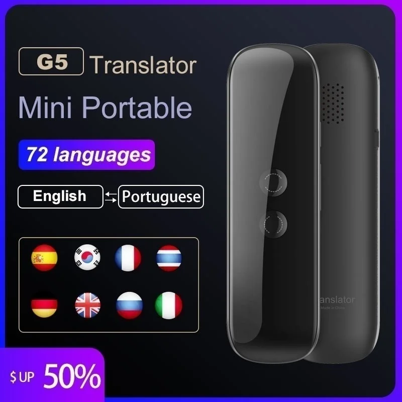 

Голосовой переводчик G5, 70 языков, многоязычный мгновенный переводчик, беспроводной 2-полосный переводчик в режиме реального времени, прилож...